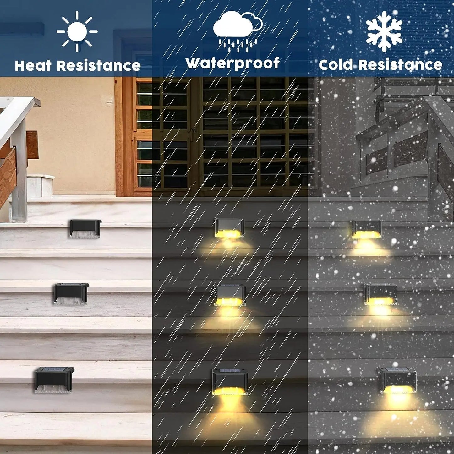 SZRSTH 16 Pack Outdoor Solar Deck Lamps For Stairs And Paths Warm White LED