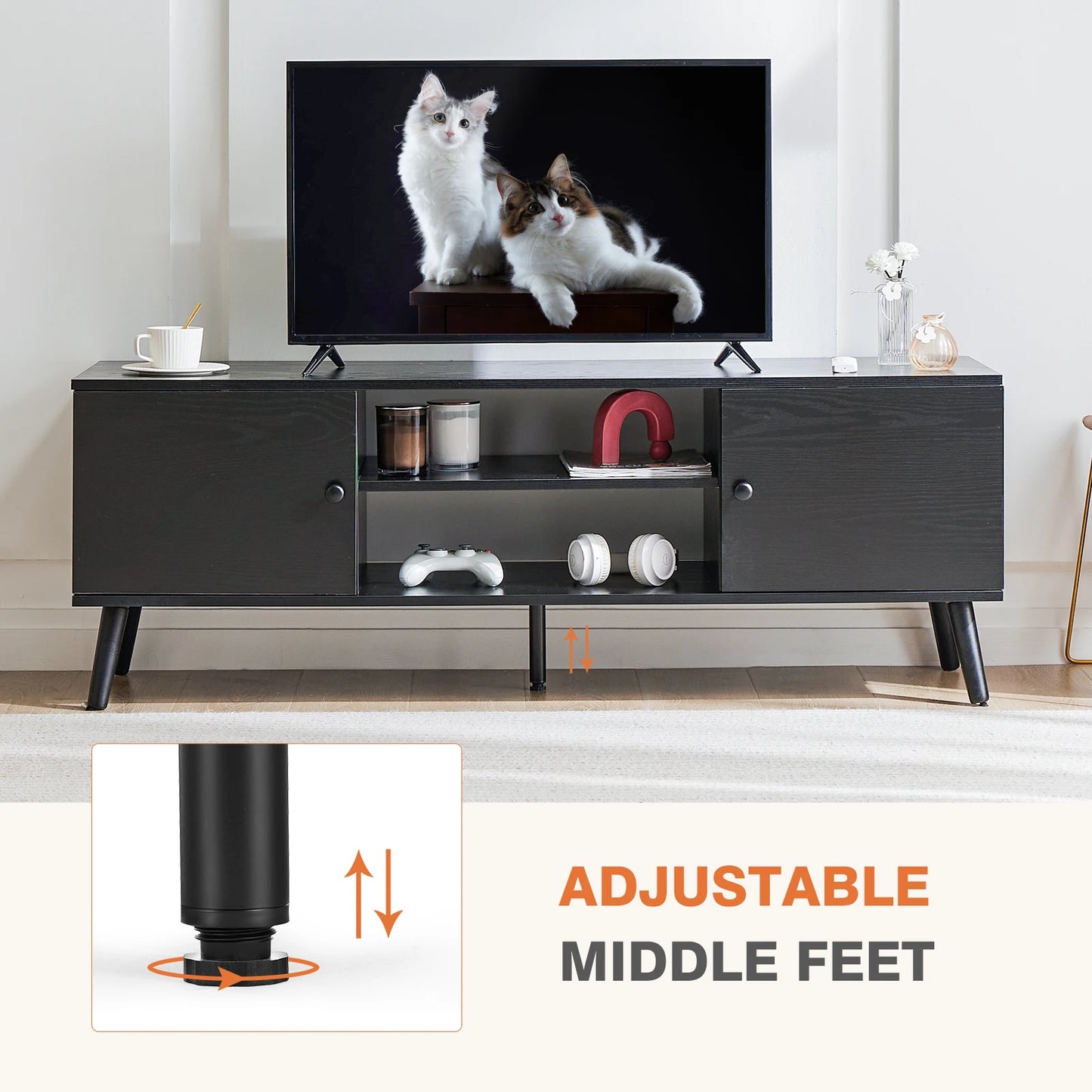 JHK Wooden Fireplace TV Stand For Living Room Entertainment Center