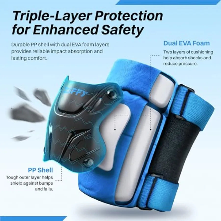 Knee And Elbow Pads Set With Wrist Guard For Skateboarding