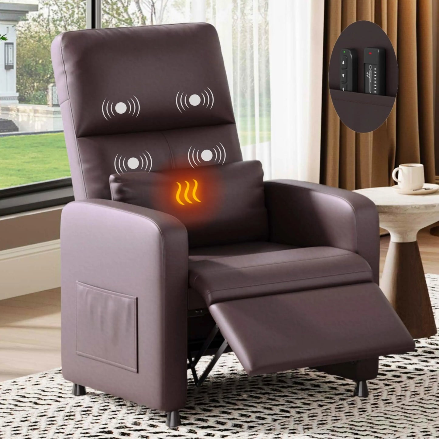 HiMISS Electric Recliner Chair With Tall Back PU Leather