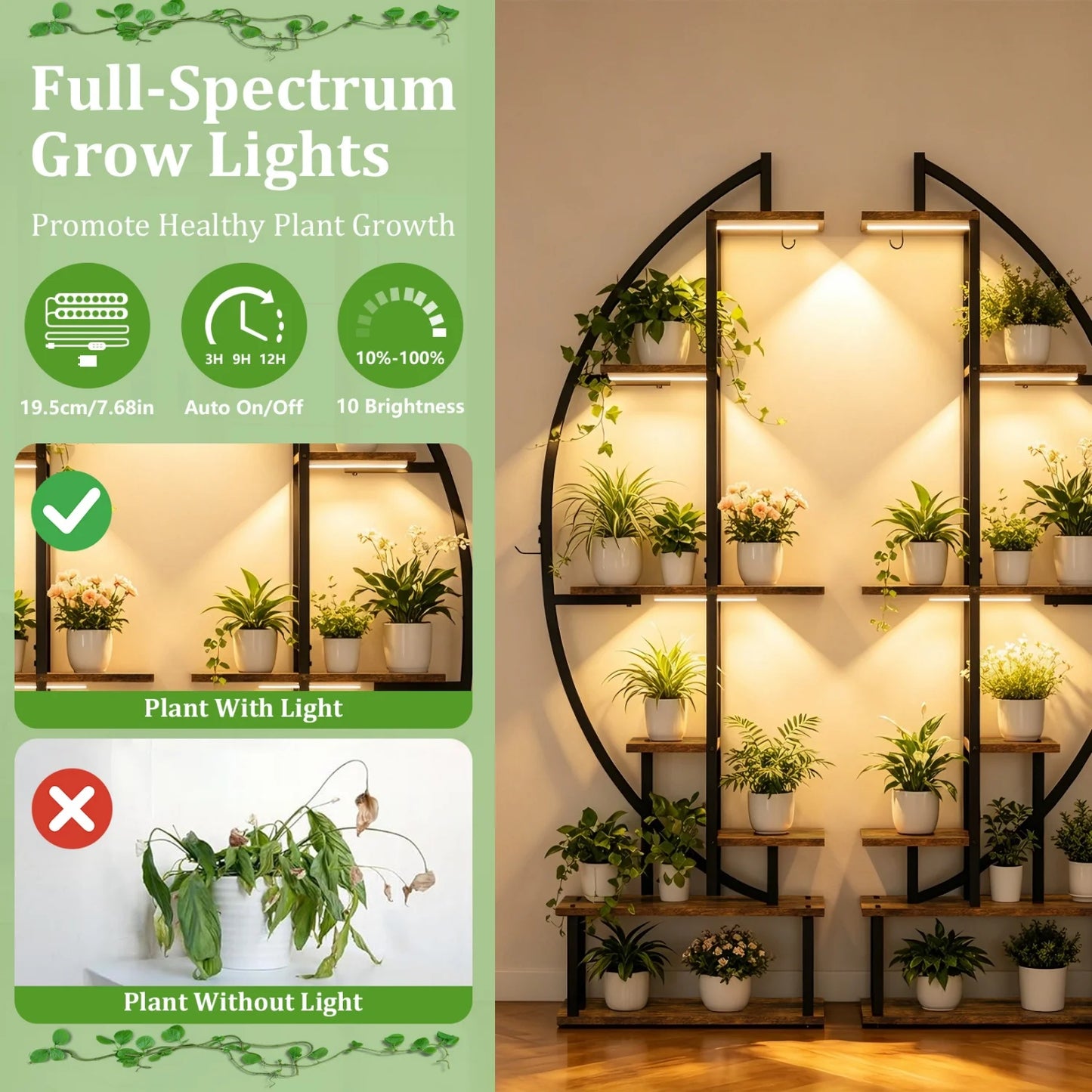 Half Moon 7 Tier Metal Plant Stand for Living Room