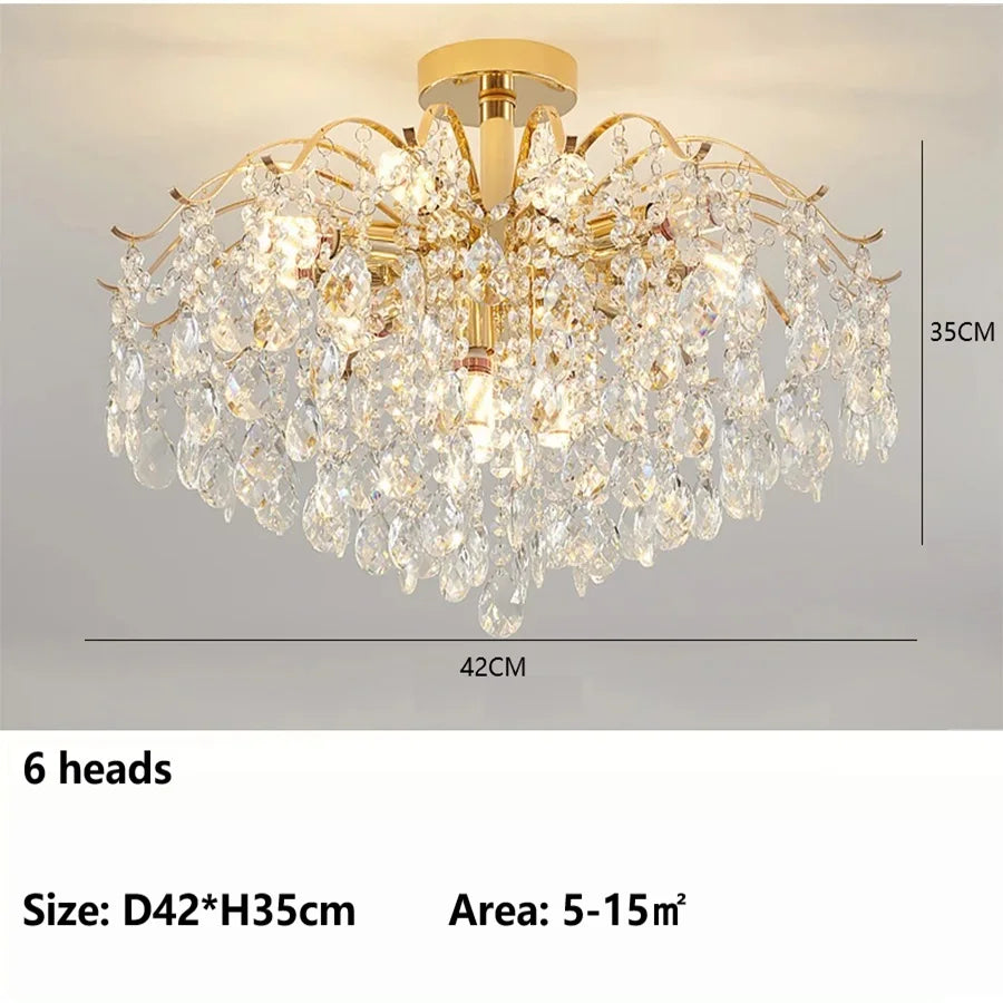 Luxury Crystal Pendant Light Lustre Chandelier LED Ceiling Lamp for Living Dining Room Bedroom Modern Home Gold 3 Color Lights