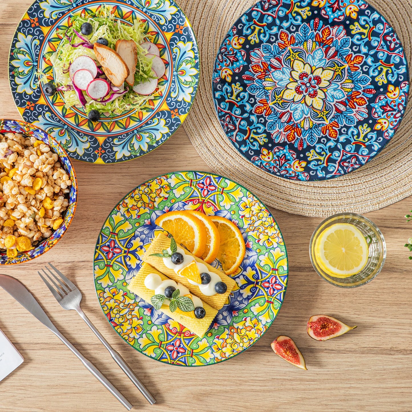 MALACASA Porcelain Dinner Plates Set for Six Scratch Resistant