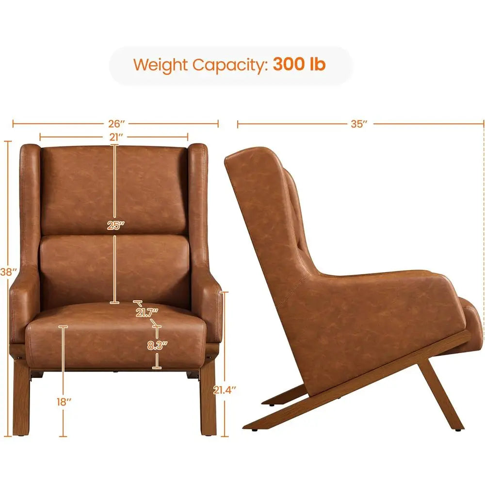 Accent Chairs Set O 2, Living Room Chairs, Aux Leather Armchairs Thick Seat Cushion, Oversized Recliner Chair High Backrest or B