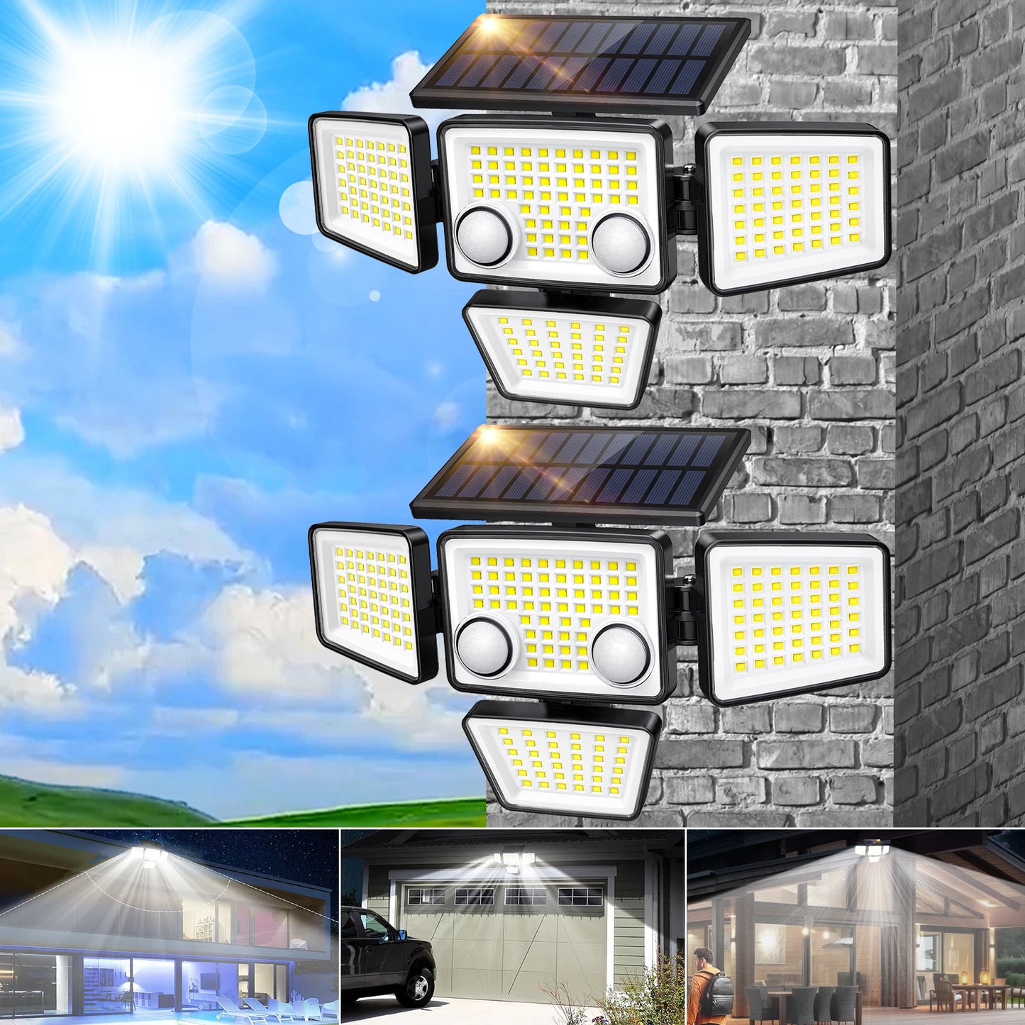 SZRSTH Outdoor Solar Lights IP65 Motion Sensor 188 LED