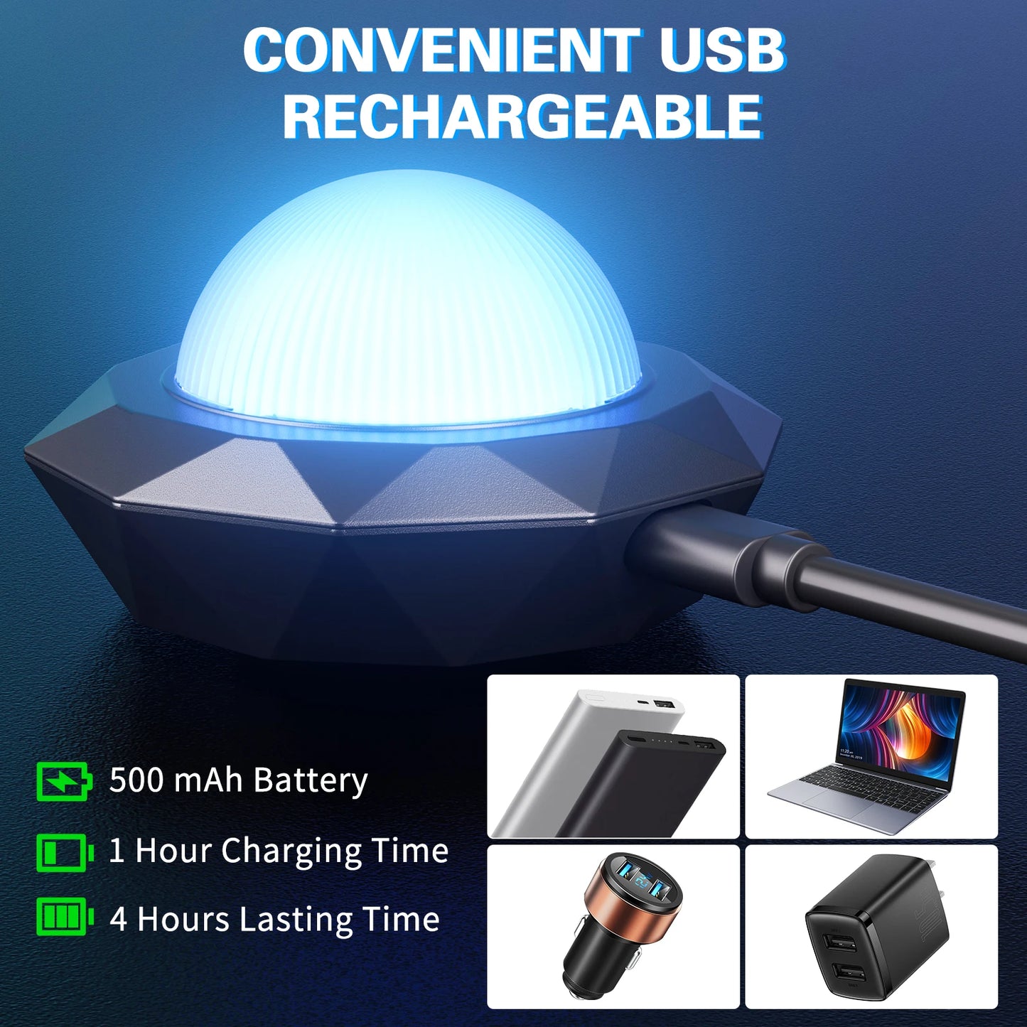 U'King 2PCS USB Mini Voice-Activated Strobe Magic Ball Light LED Car USB Atmosphere Light Disco Ball Light for DJ Party Show
