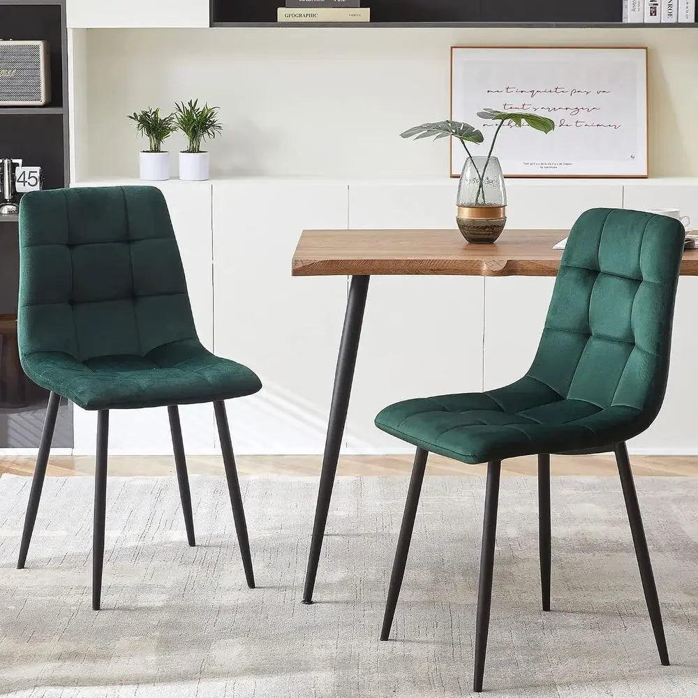 5-Piece Dining Table Set, 47 in ern Irregular RecKitchen Table & 4 orest Green Velvet Upholstery Side Chairs, Metal Legs, Dining