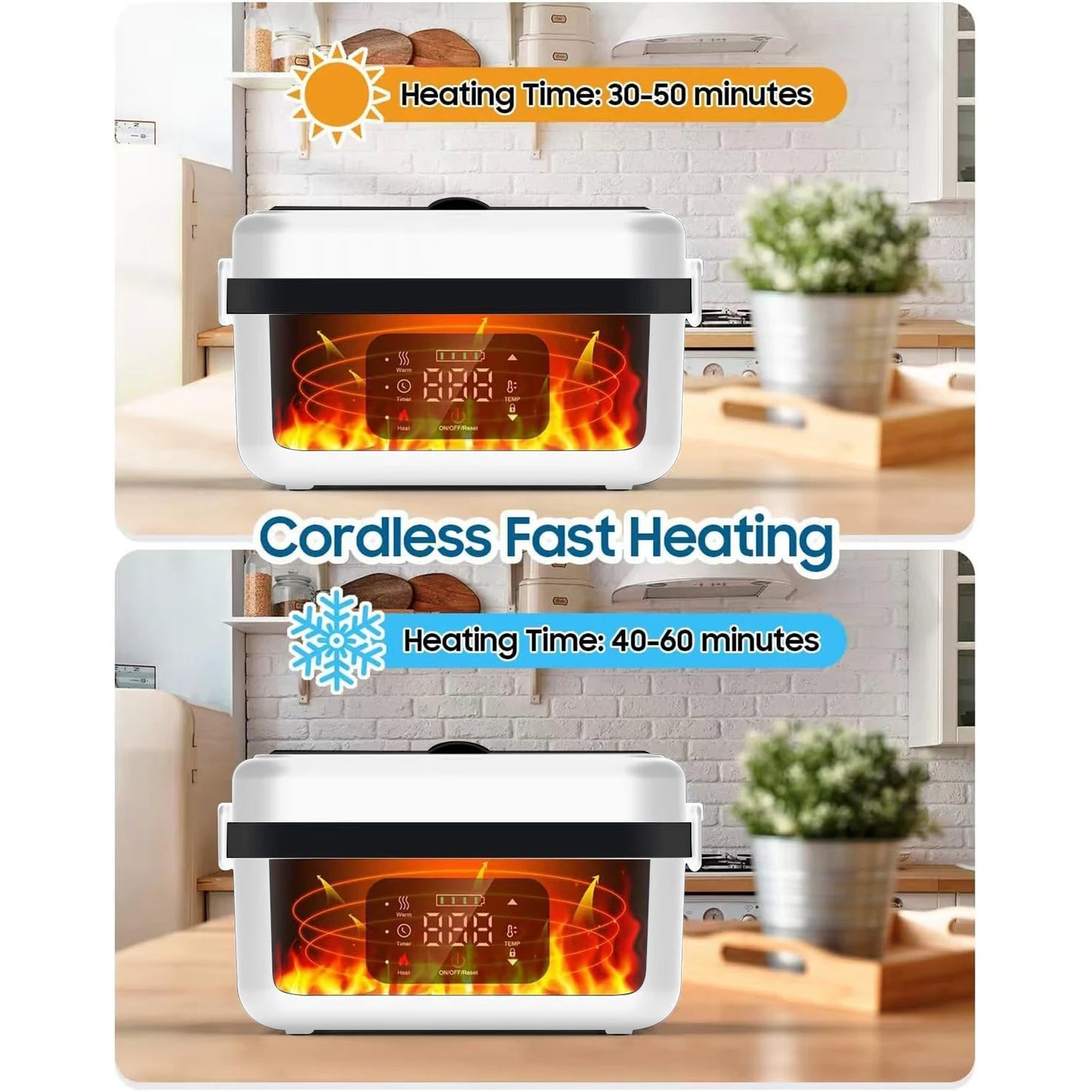 Rechargeable Timer Heating Lunch Box 8000mAh Portable Food Warmer