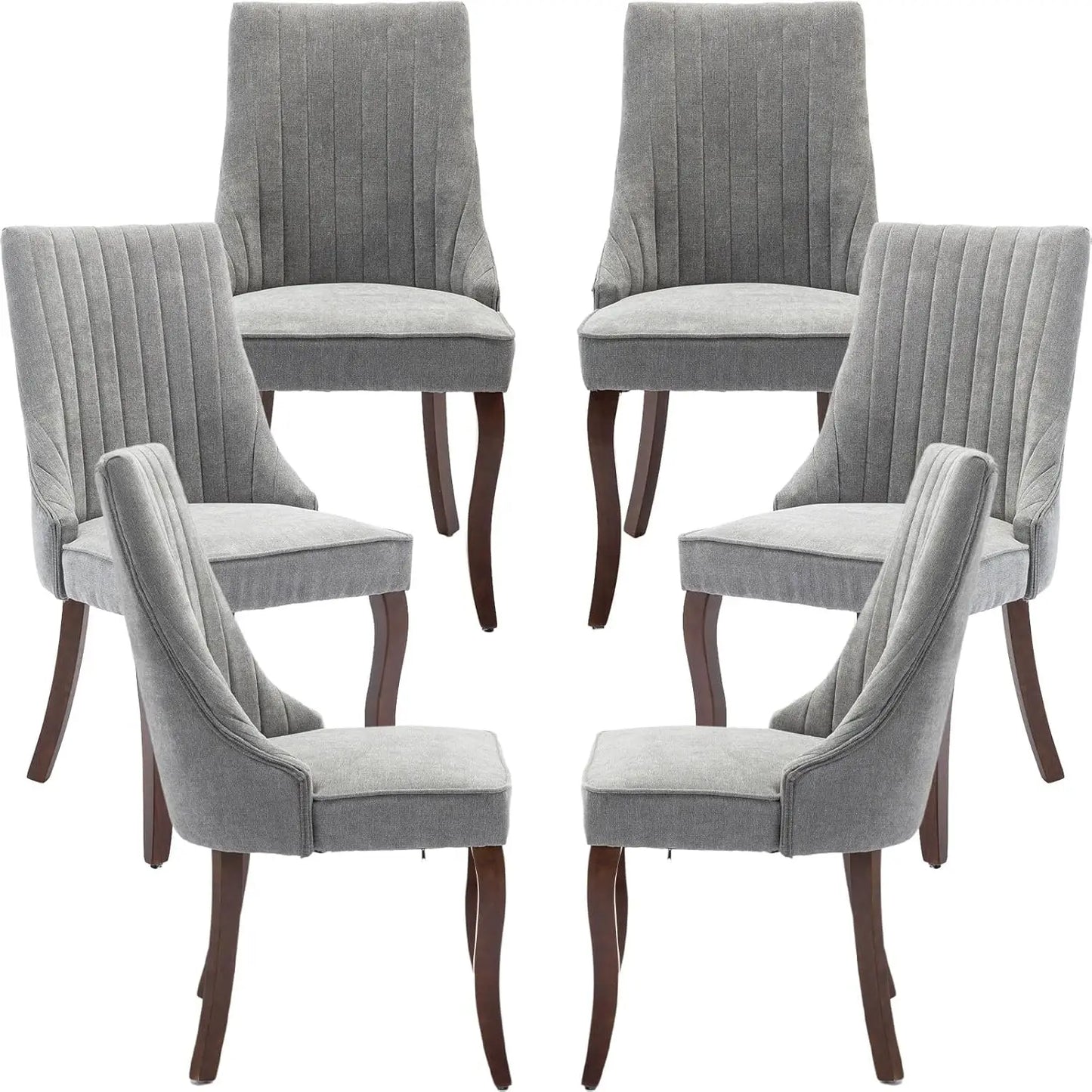 Velvet Upholstered Dining Chairs Set Of 6 With Wood Legs