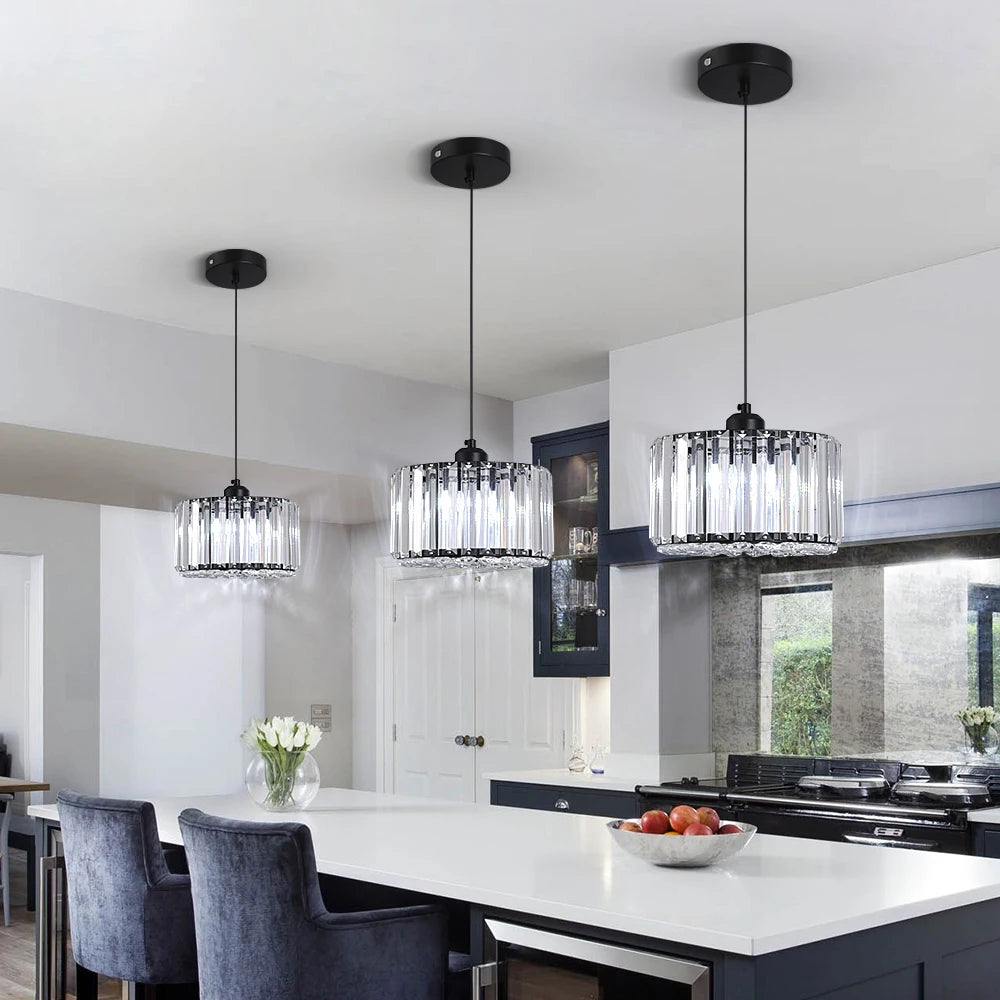 GreeLustr Modern Crystal Pendant Light for Dining Room and Kitchen Islands