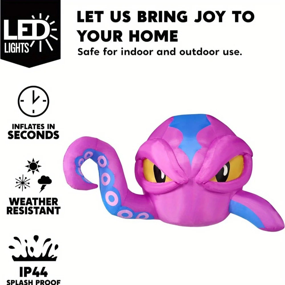 Halloween Inflatable Octopus Window Decoration With LED Lights