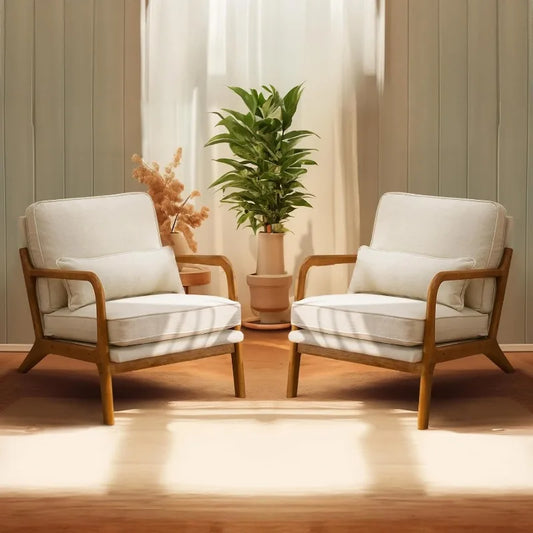 Bonnlo Upholstered Accent Chairs Set of 2 Mid Century Modern