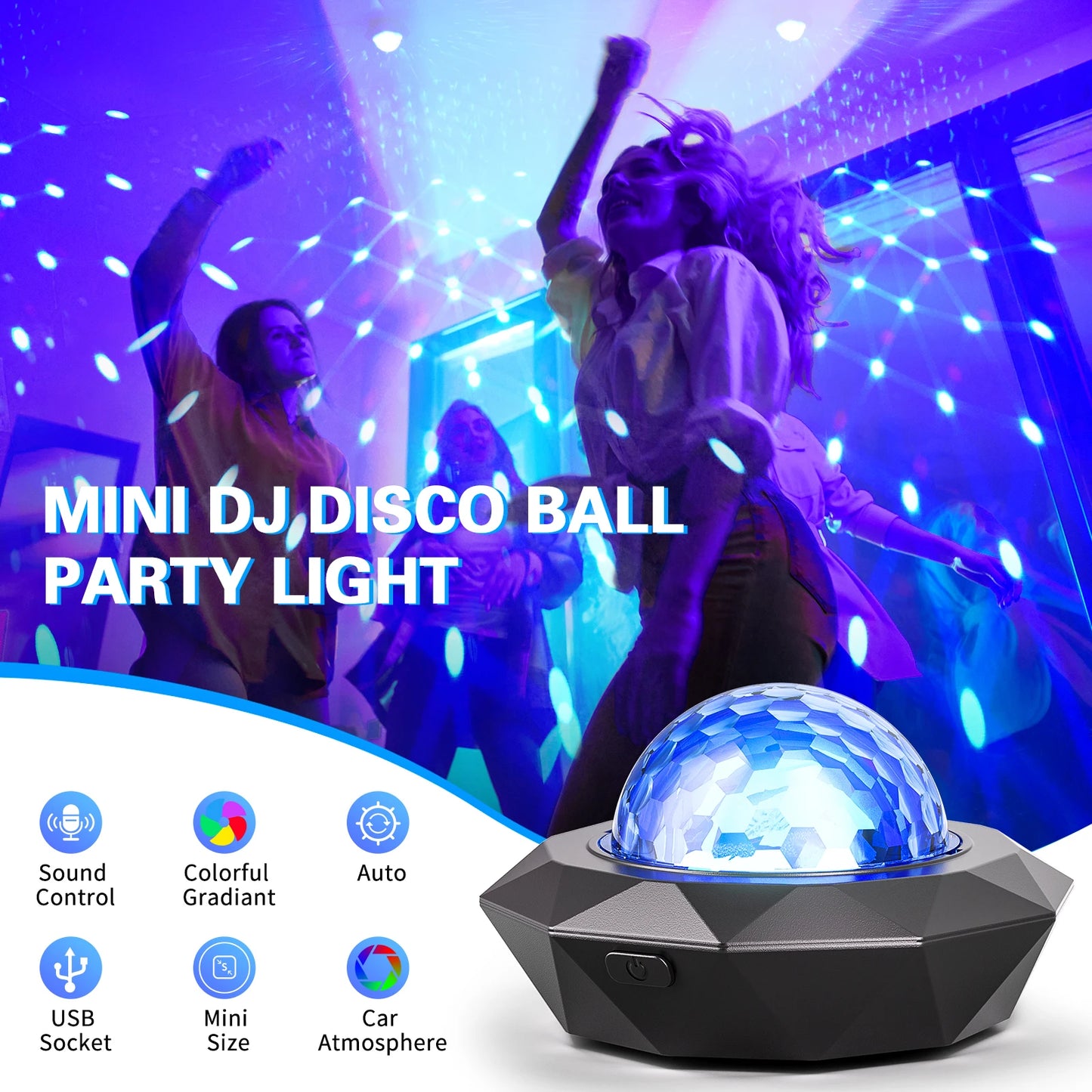 U'King 2PCS USB Mini Voice-Activated Strobe Magic Ball Light LED Car USB Atmosphere Light Disco Ball Light for DJ Party Show