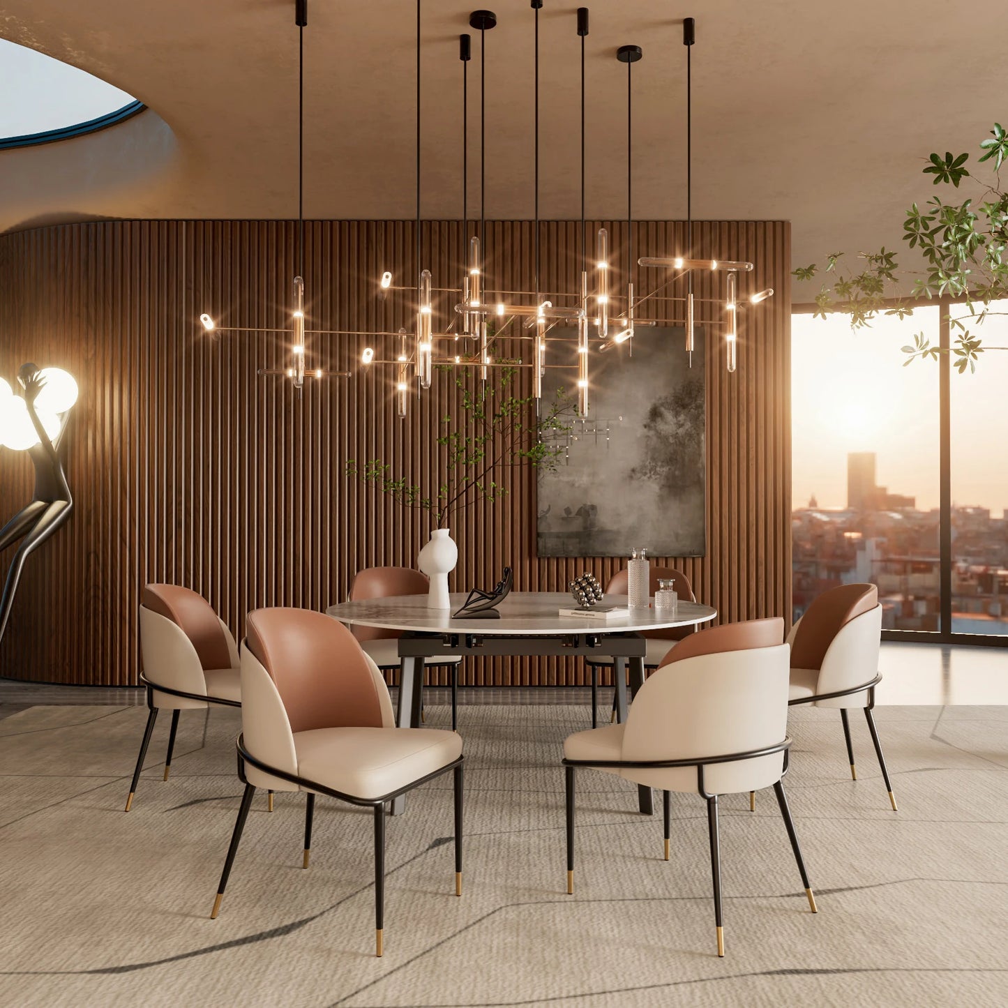 Modern Faux Leather Dining Chairs With Wood Back Two Pack