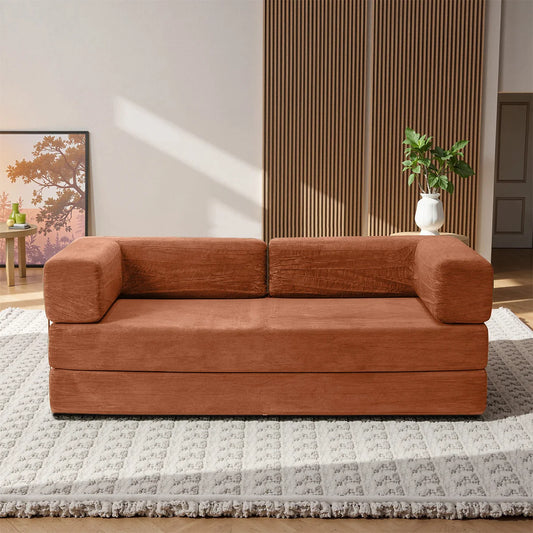 Modern Fabric Foldable Sofa Bed With Pillows Multifunctional Living Furniture