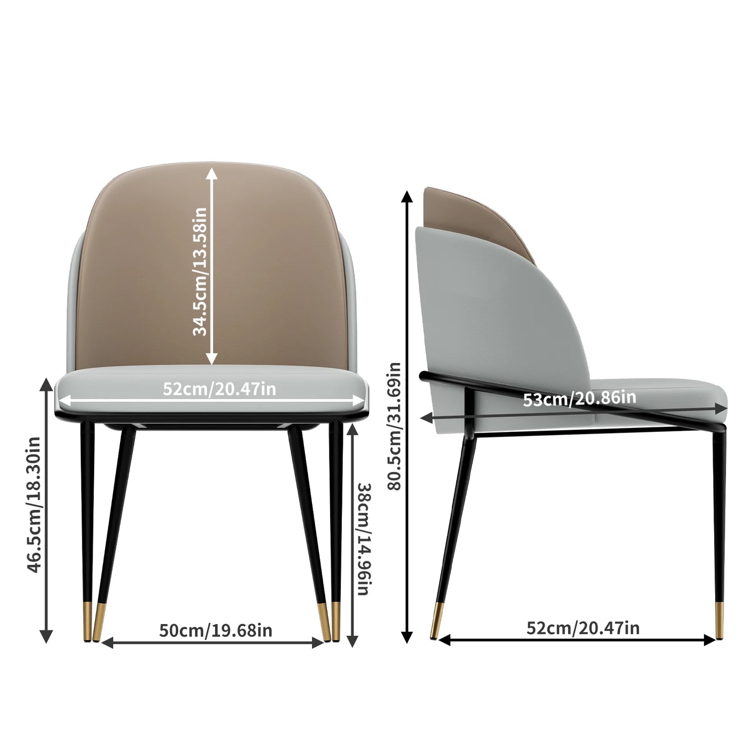Set Of 2 Dining Chairs Luxurious Upholstered Dining Room Kitchen Chairs Microfiber Silicone Leather 2 Colors for Home Restaurant