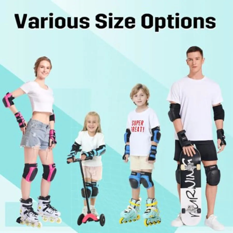SixInOne Protective Gear Set Knee Elbow Wrist Pads Inline Skating
