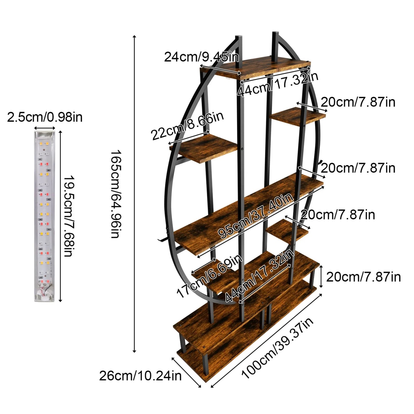 Half Moon 7 Tier Metal Plant Stand for Living Room