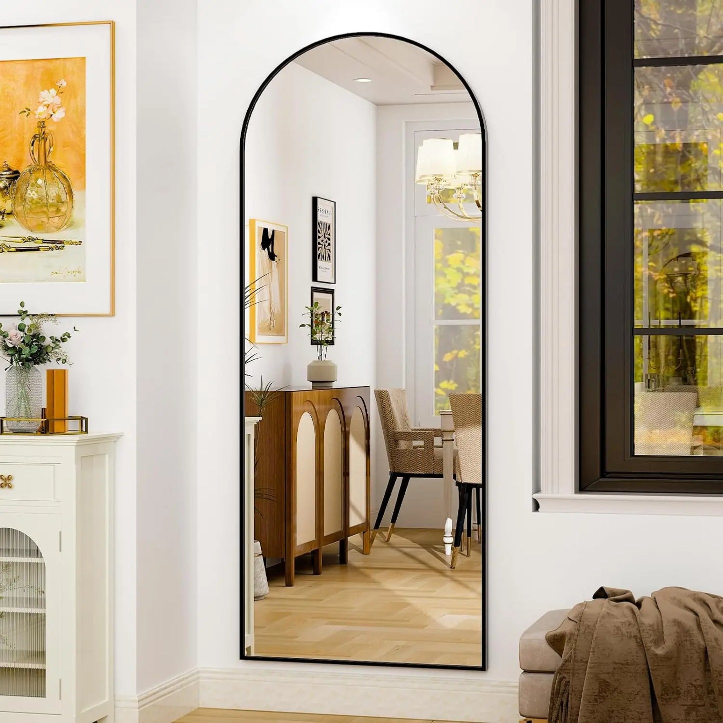 HARRITPURE Full Body Mirror Aluminum Frame Floor Mirror Modern Minimalist