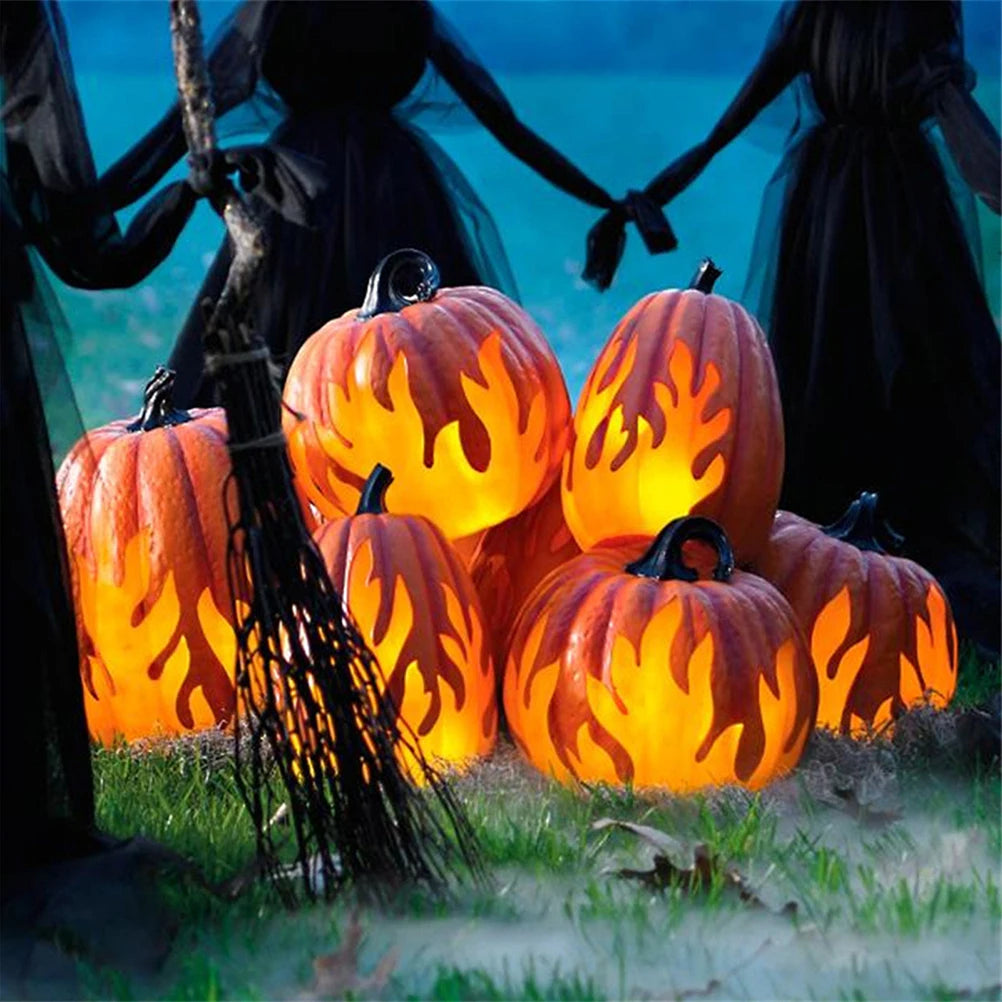 5Pcs Halloween Pumpkin Lantern Battery Operated Jack O Lantern Flame Lighted Pumpkin Party Favor for Halloween Home Decoration