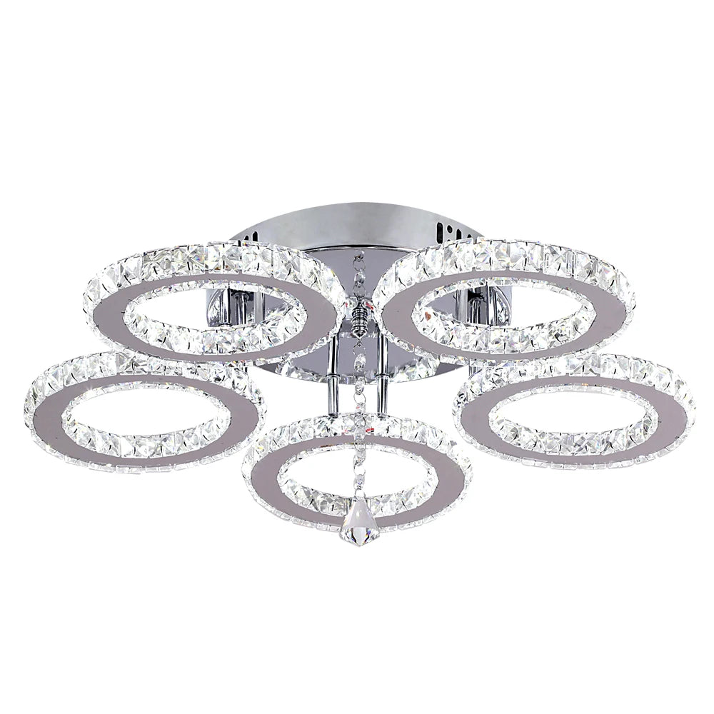 GreeLustr Modern Crystal Chandelier With App Dimmable Ceiling Light