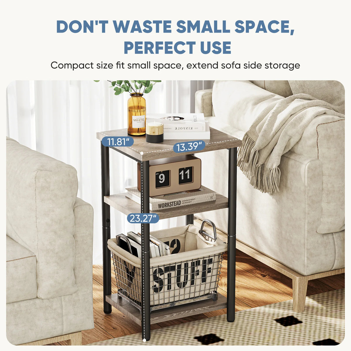 MCQ 3 Tier Living Room Coffee Table With Storage Shelf
