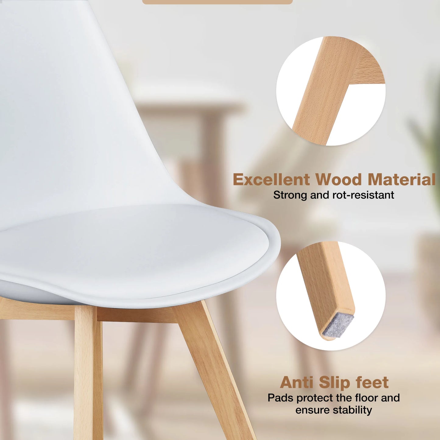 JHK Premium PU Leather Dining Chairs Featuring Ergonomic Wooden Legs