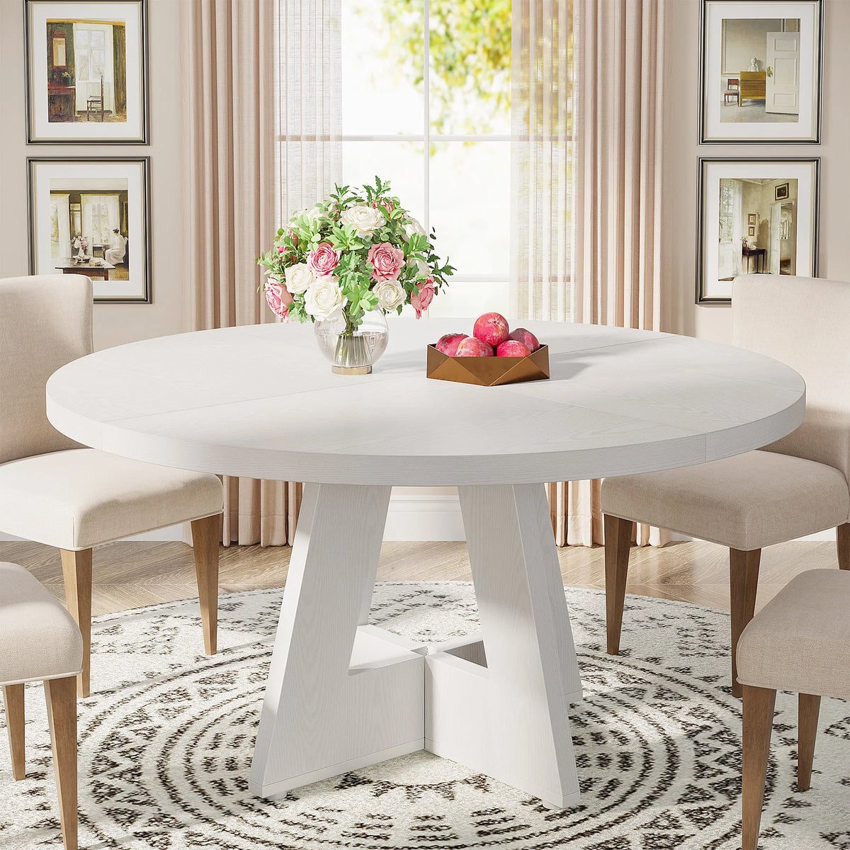 Tribesigns Modern Round Farmhouse Dining Table for Home
