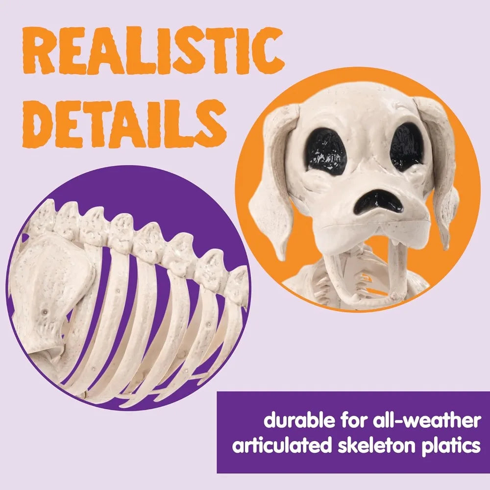 Realistic Posable Halloween Dog Skeleton Garden Decoration