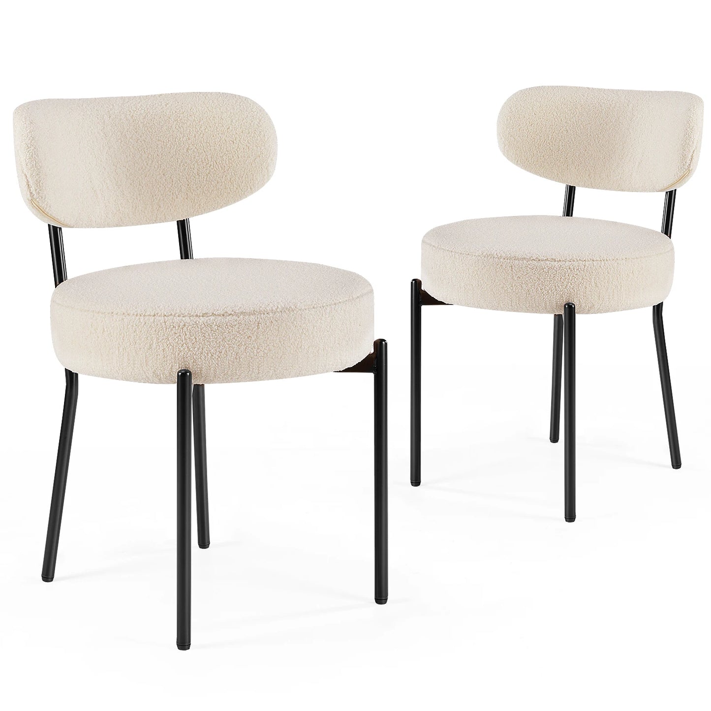 JHK Ergonomic Round Dining Chairs Set Of 2 Plush Fabric