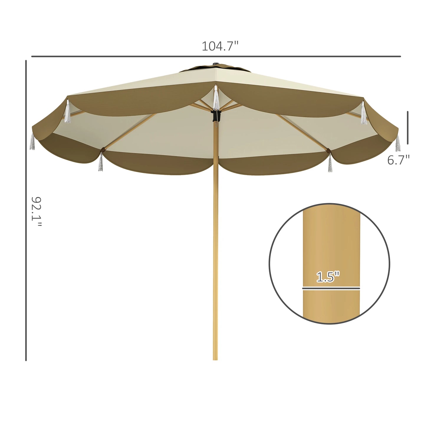 9ft Patio Umbrella, Upf 50+ Outdoor Umbrella, Cream White