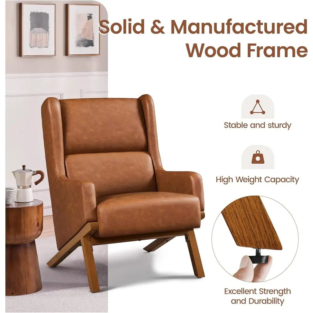Accent Chairs Set O 2, Living Room Chairs, Aux Leather Armchairs Thick Seat Cushion, Oversized Recliner Chair High Backrest or B