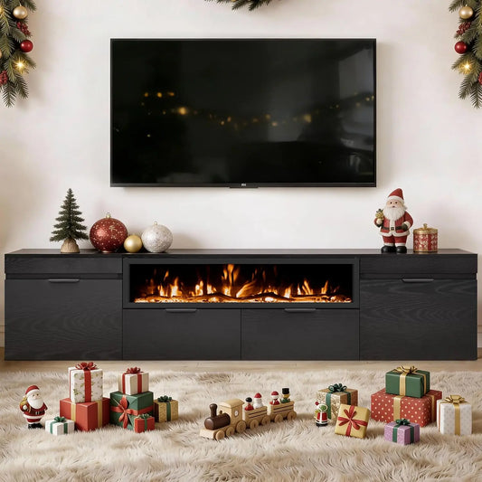 Electric Fireplace TV Stand With No Heat Insert Modern Media Console