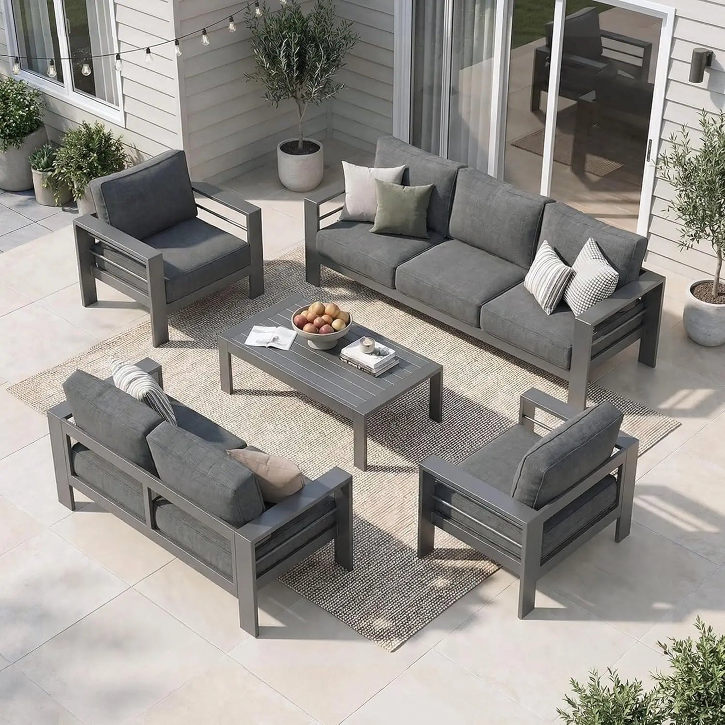 XIAOLANG Outdoor Patio Furniture Set Rattan Wicker Modern Garden