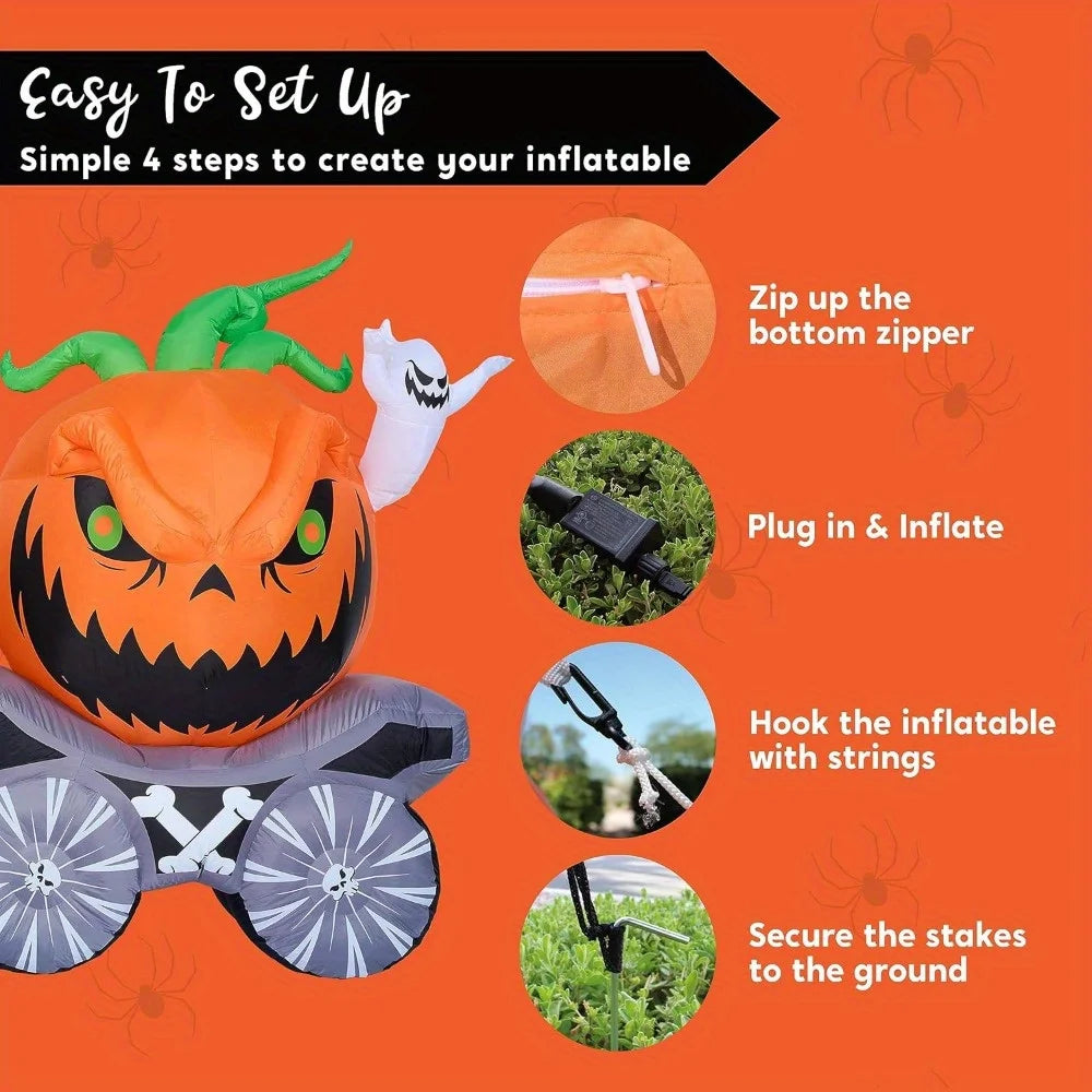 Joyfy Pumpkin Carriage Halloween Inflatable With LED Lights Decoration
