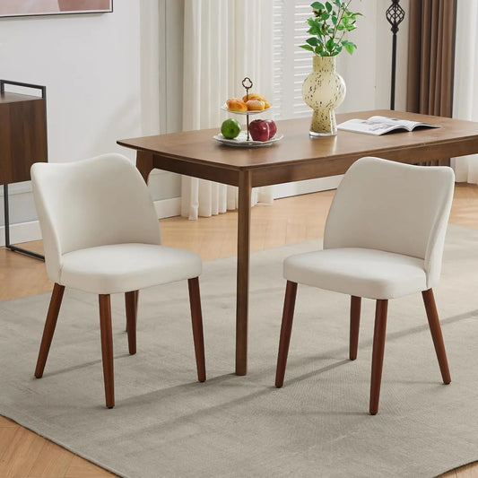HobbyLane Mid Century Modern Dining Chairs Set 2 Linen Upholstered