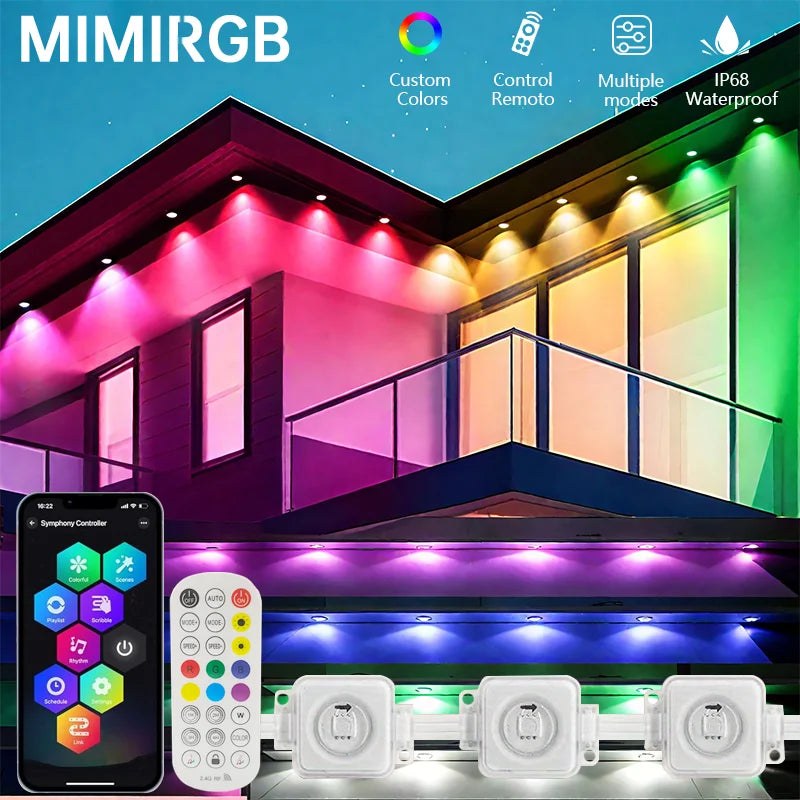 MIMIRGB Outdoor Eaves Lights LED String Strip With Bluetooth APP