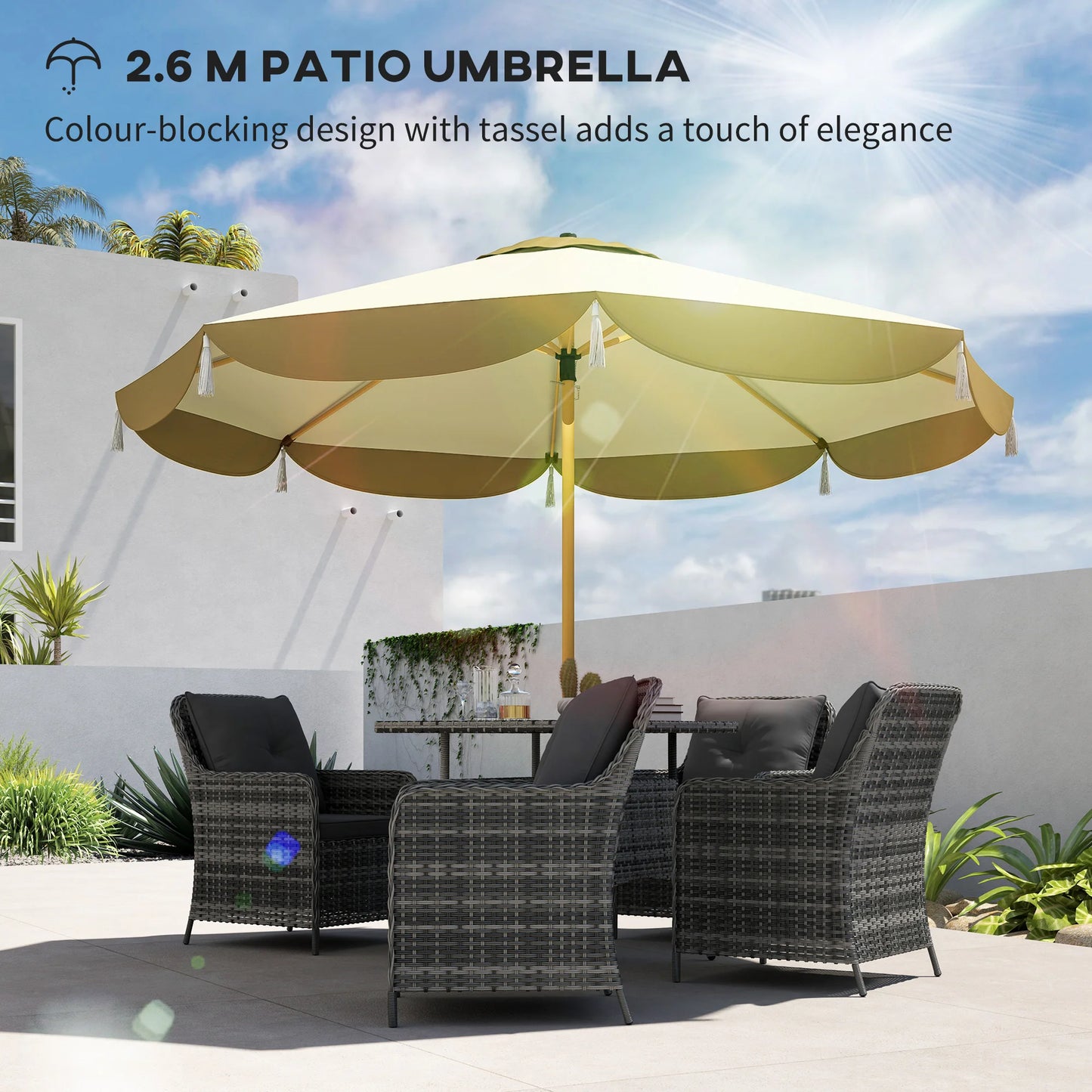 9ft Patio Umbrella, Upf 50+ Outdoor Umbrella, Cream White