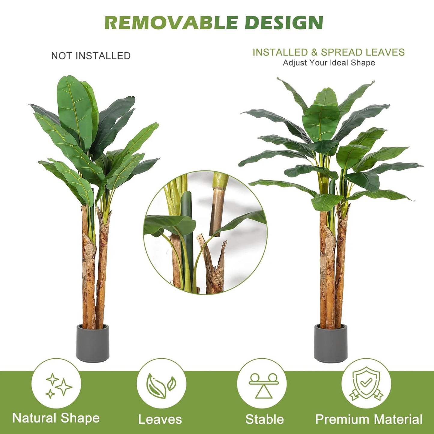 HiMISS Artificial Banana Tree In Planter For Home And Office Decor