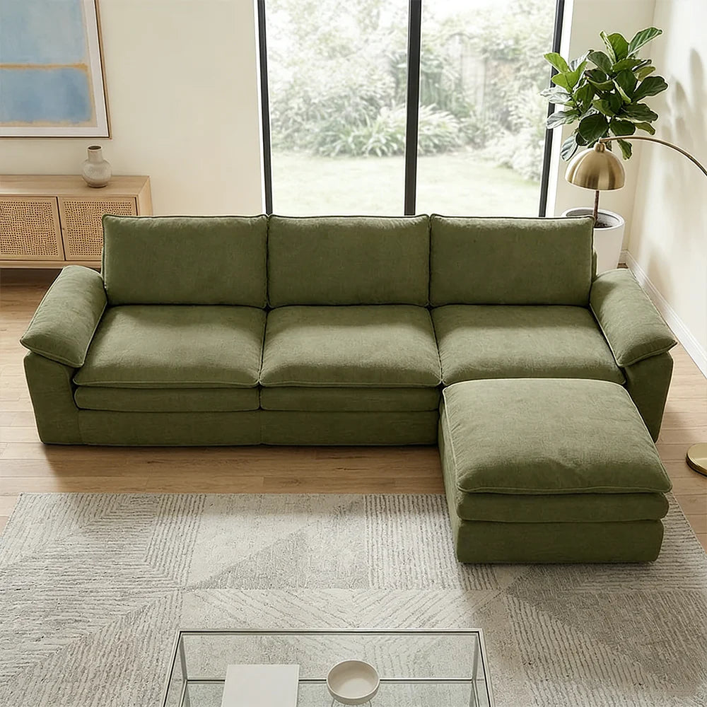 Modern Cloud Modular Sofa Set, Soft Thick Memory Foam, Frameless Couch with Pillows, Easy Assembly for Living Room Bedroom