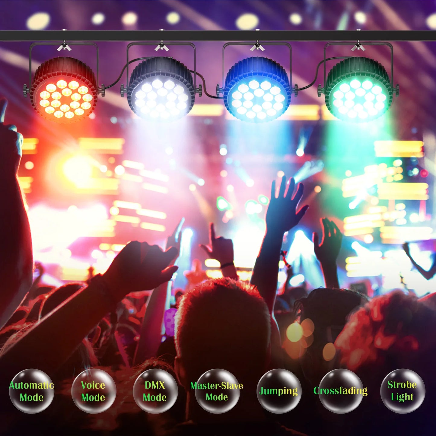 U'King 4x200W LED Par Lights DMX512 RGBW Wash Stage Light