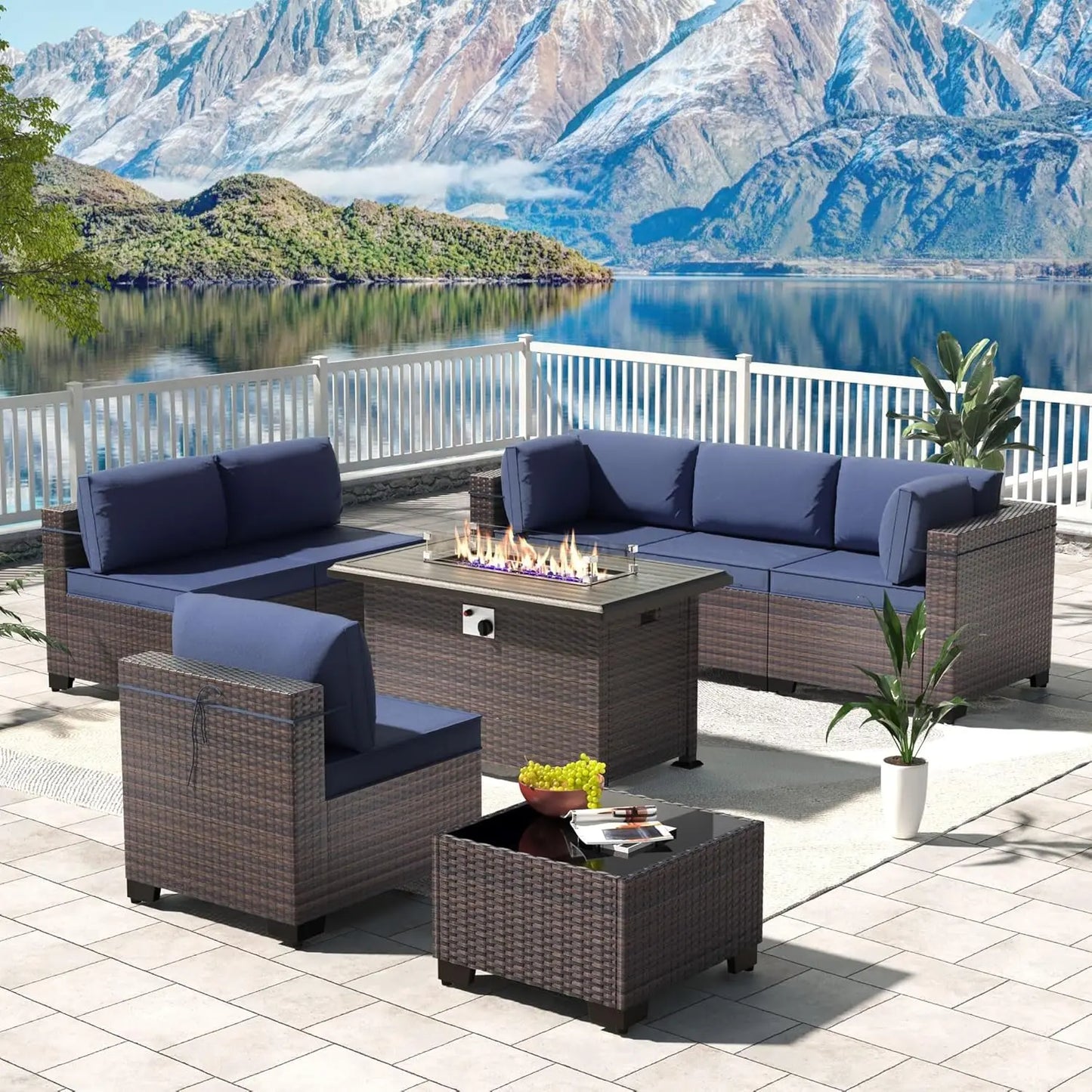 Outdoor Patio Furniture Set,12 Pieces Sectional Rattan Sofa Set Brown PE Rattan Wicker Patio Conversation Set with 10, Custom