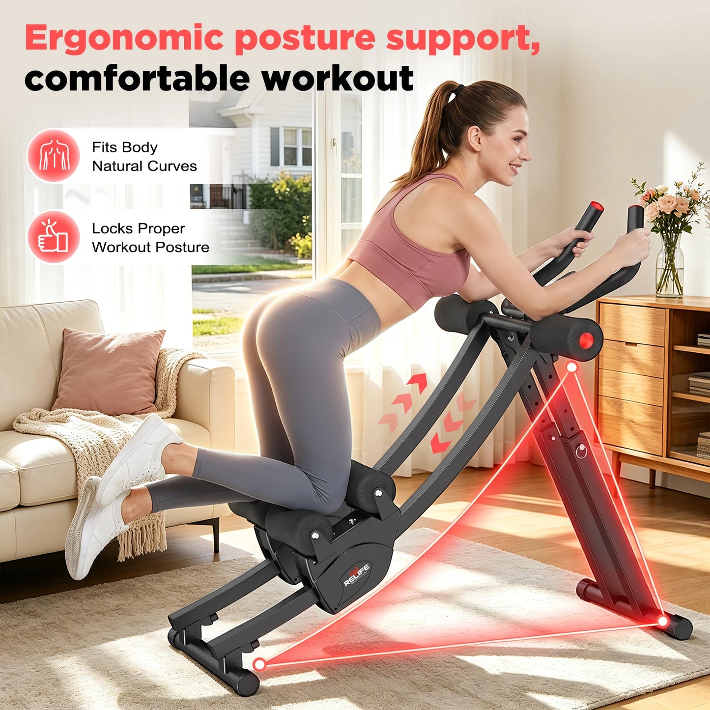 Dual Split-Track Ab Machine Core Trainer Home Fitness