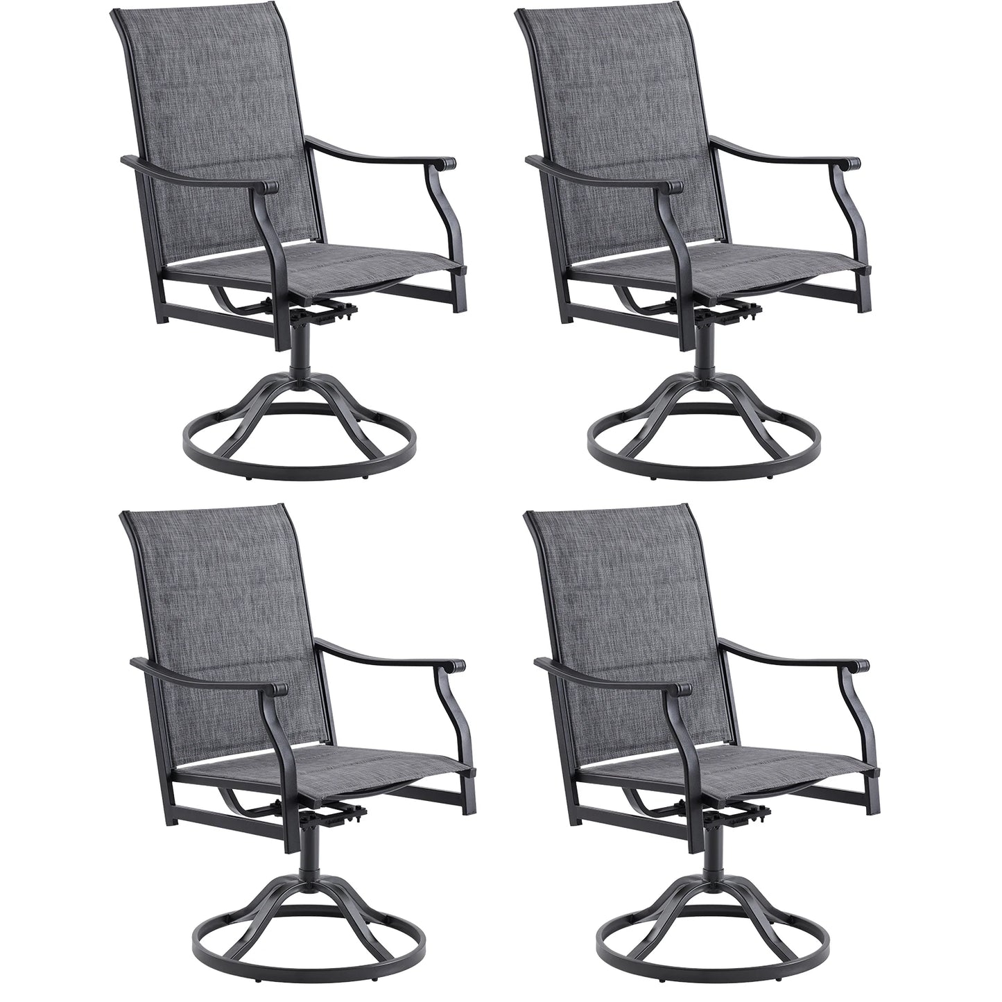 Farini 360° Swivel Outdoor Dining Chairs Set of 2, Patio Metal Paded Armchair with Textilene Fabric, All-Weather Resistant