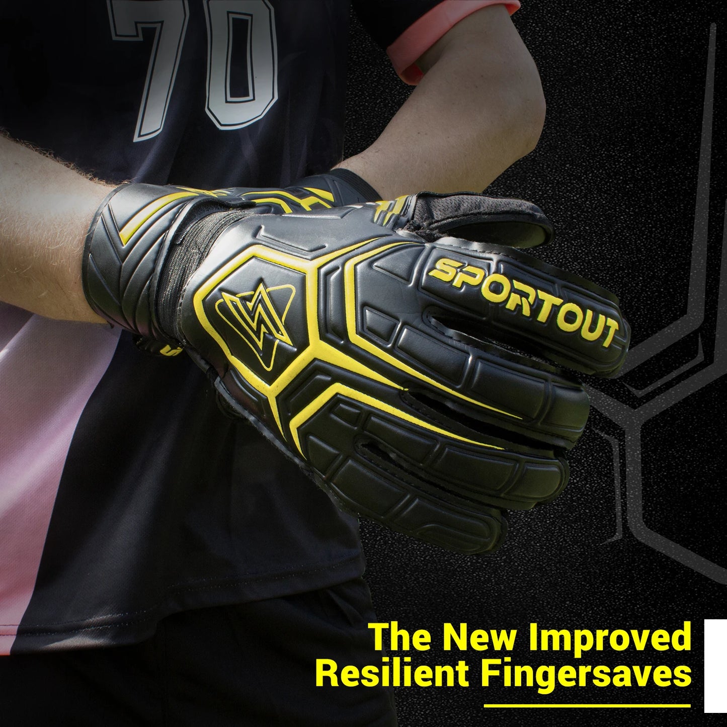 Sportout Goalie Gloves With Fingersave 4mm Latex For Kids