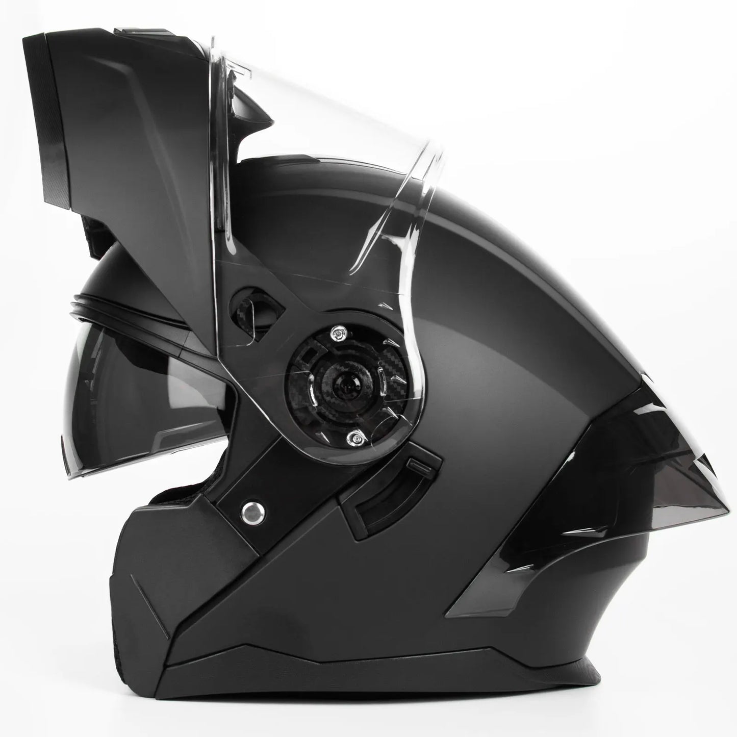 Crown Racing Modular Motorcycle Helmet, DOT Certified Flip-Up Full Face Helmet with Dual Visor and Extra Clear Shield, Adult Sizes M-XL, Matte Black