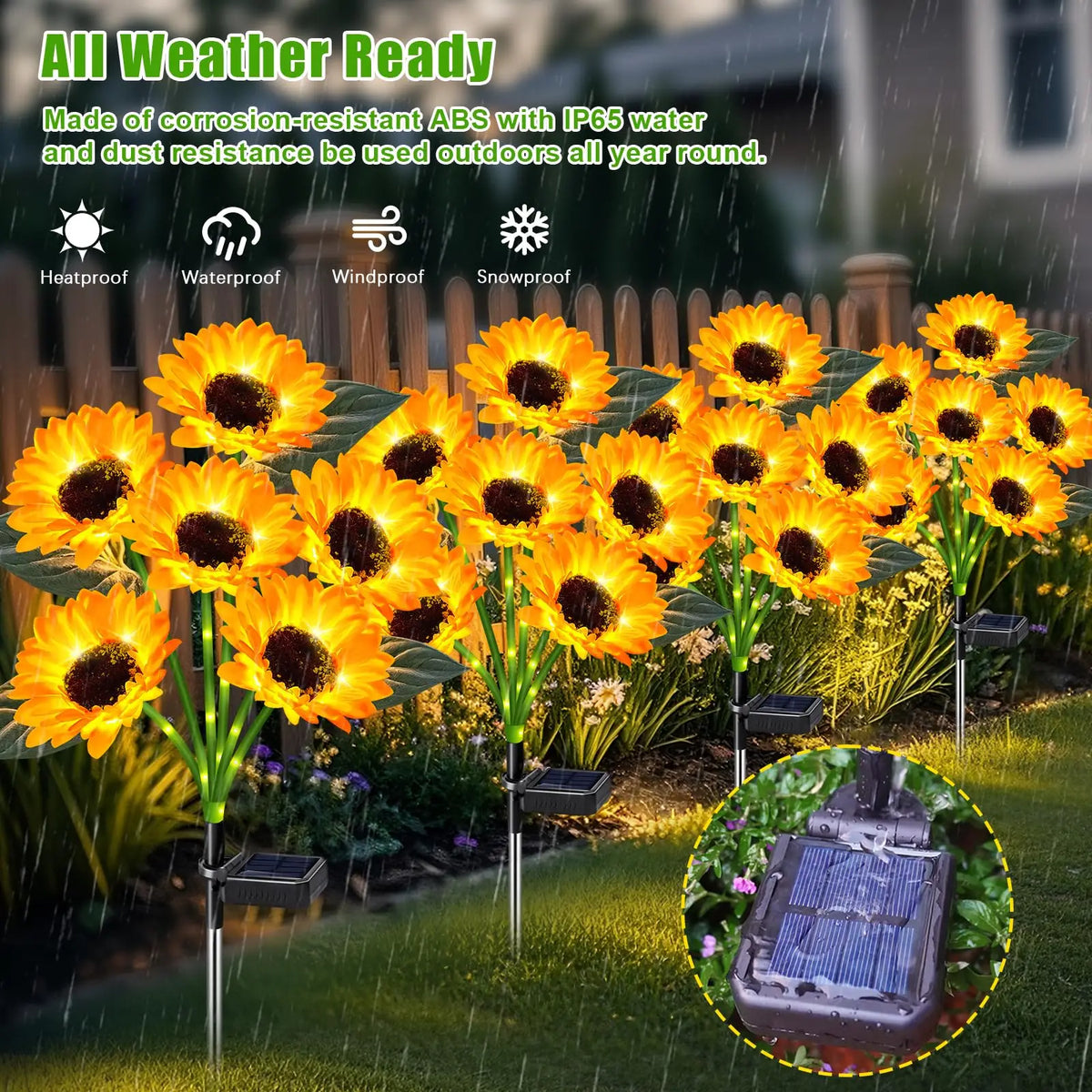 KPSTEK Solar Sunflower Lights Waterproof Outdoor LED Garden Decor