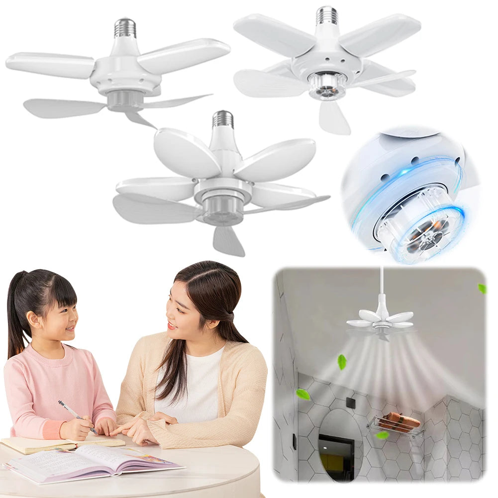 Modern Ceiling Fan with LED Light Remote Control Silent Ceiling Fan for Bedroom Kitchen Living Room