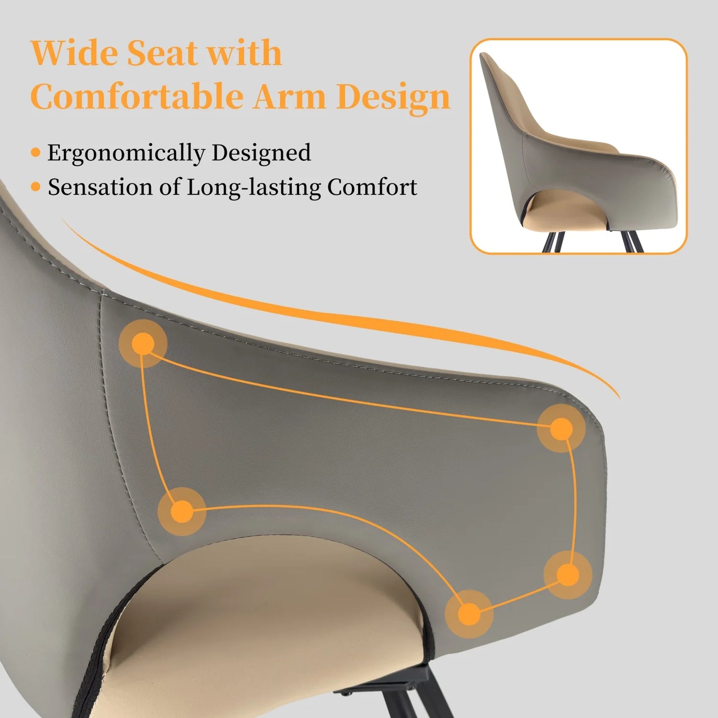 Swivel Dining Chairs Set of 2  Microfiber Leather Kitchen Dining Room Chairs with Arms High Backrest Leisure Side Chairs for Homes