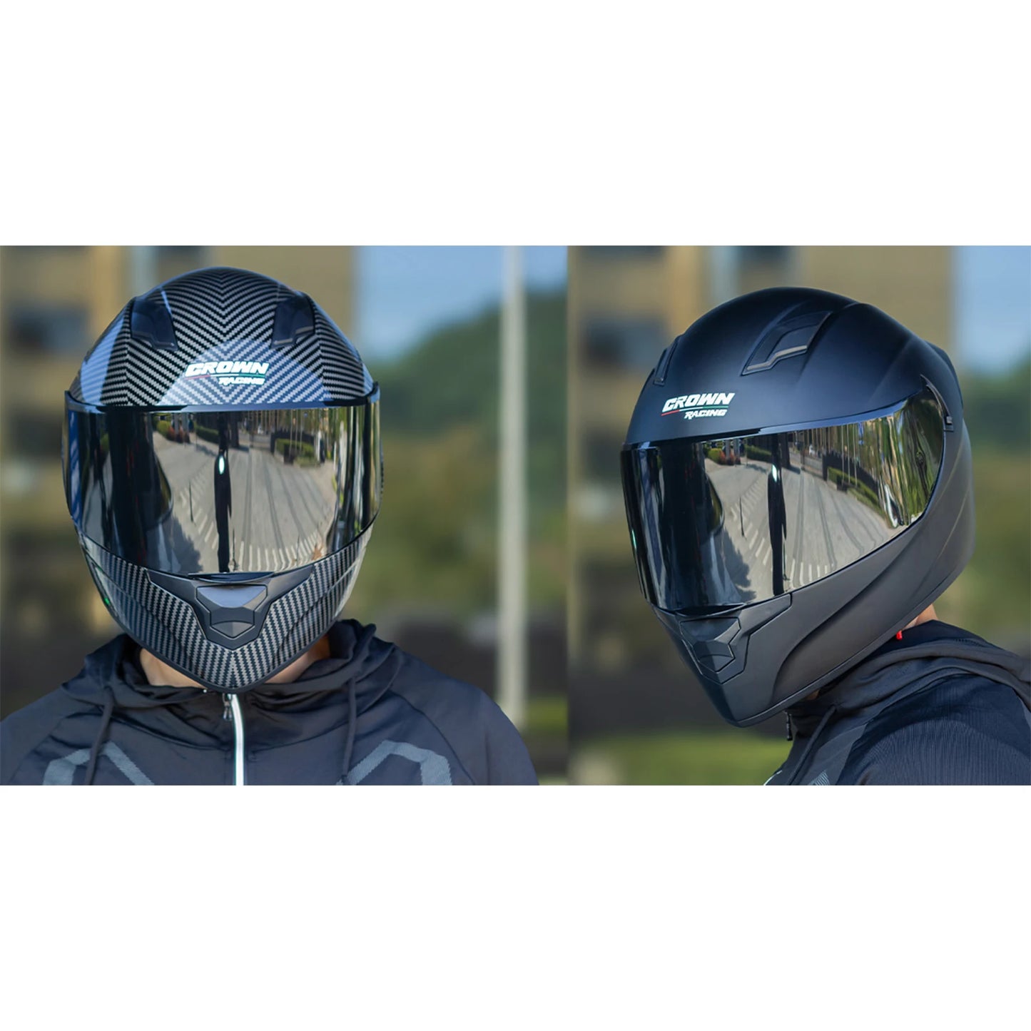 Crown Racing F-700 Full Face Motorcycle Helmet for Adults, DOT FMVSS 218 Certified Street Bike Helmet with Tinted Shield, Clear Replacement Visor and Removable Liner,Size M-XL